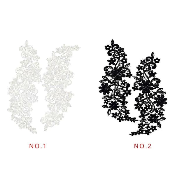 Hul Flora Blomst Blonder Krage Halslinje Broderi Patch Pynt DIY Ny