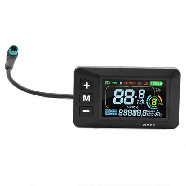 GD02 5Pin 24-60V Farve LCD Display Måler E-cykel Tilbehør Black