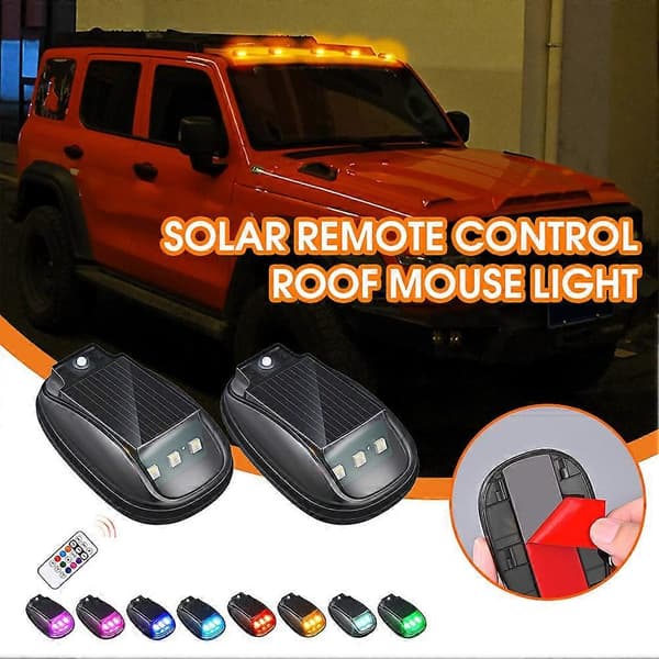 Solcelledrevne førerhuslys for lastebil LED trådløse taklys Pickup☆☆☆☆ 2pcs+rc One size