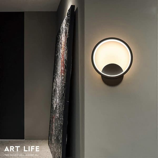 Sisäseinävalaisin Led 13w Pyöreä Seinälamppu Musta [energiatehokkuusluokka A +]