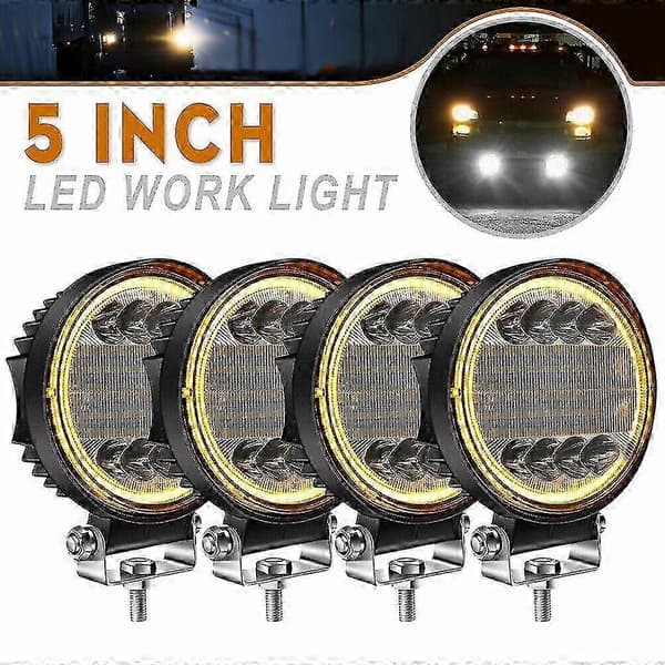 4x gule LED-arbeidslys for terreng-SUV runde tåkelys