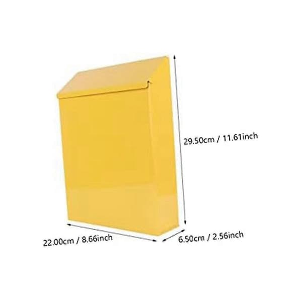 Hengende postkasse med nøkkellås for små brev 1 stk Yellow