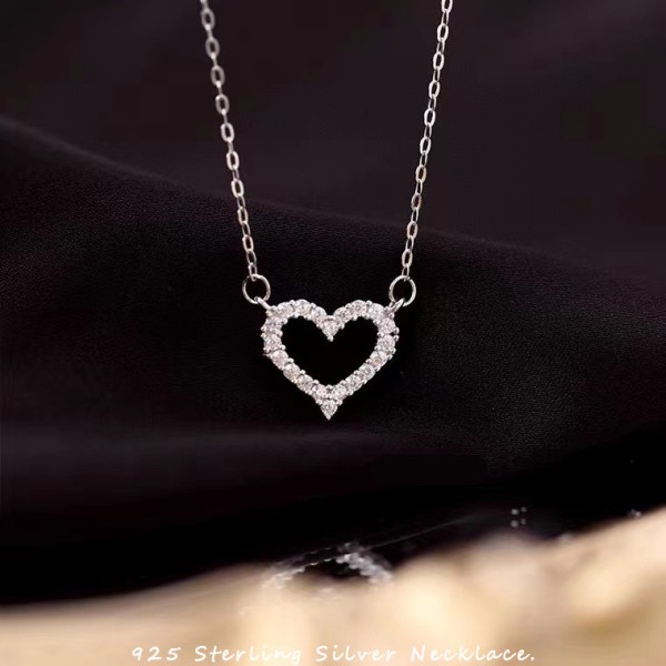 s925 Sterling Sølv hjerte halskæde Cute Dainty Love Pendant 824b | Fyndiq