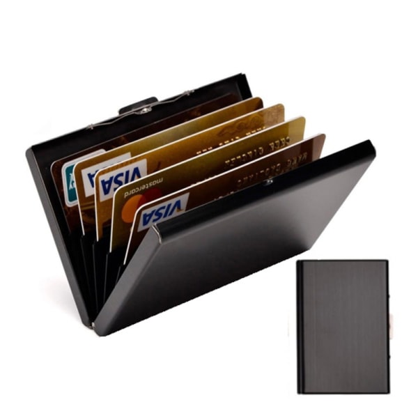 Tyylikäs teräksinen korttikotelo Lompakko RFID-turvallinen  luottokorttipidike Black 8d27 | Black | Fyndiq
