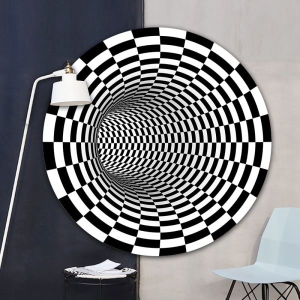 3D Stereo Rundt Teppe Gitter Illusion Sklisikker gulvmatte Style 1 80x80cm  be9e | Style 1 | 80x80cm | Fyndiq