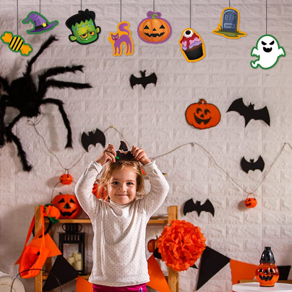 Halloween 12 kpl lasten tee-se-itse Halloween Paperileikkauskoristeet 4d38  | Fyndiq