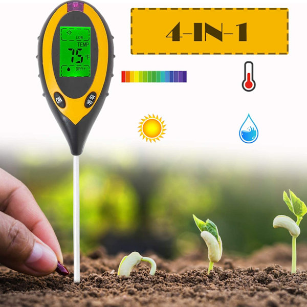 4 in 1 Maaperän PH-testauslaitteen kosteusanturi Kasvien maaperän mittaus  Yellow 9036 | Yellow | Fyndiq