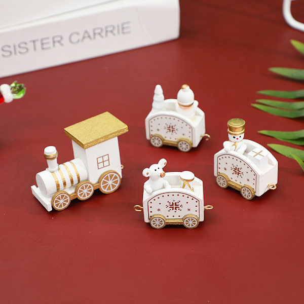 Juldekorationer fyra trä tecknade tåg ornament Red a8a0 Red Fyndiq