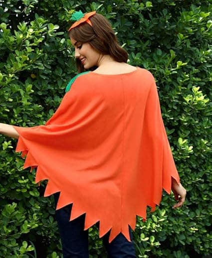 Halloween Pumpa Poncho Dam Kostym Vuxen