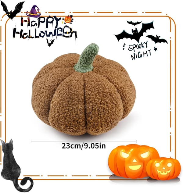 Halloween Græskar Pyntepude, Udstoppede Græskar Fluffy Plys Legetøj Sofapude Blød Græskar Pyntepude Dekoration til Halloween Pynt Brown