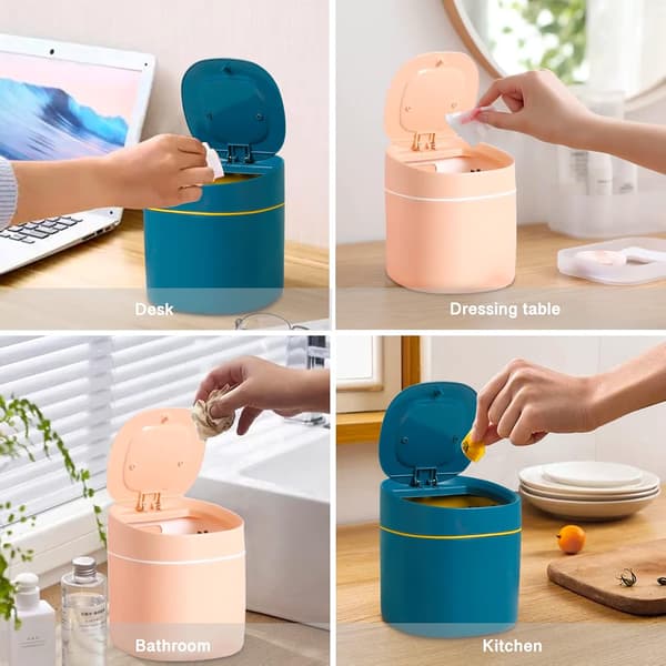 Mini Bordsbehållare med Lock, Liten Papperskorg för Sovrum, Badrum, Kök, Kontor, Sovrum, Rosa
