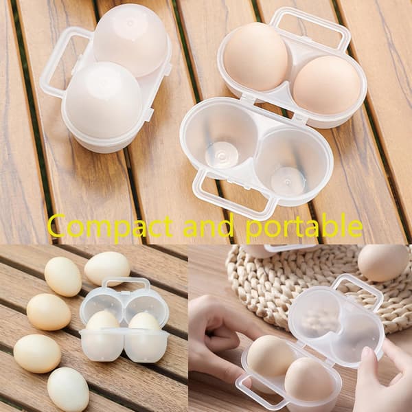 3-delt bærbart eggbeholder i plast, dobbeltlags støtsikkert eggfutteral, ideelt for fotturer, utendørsaktiviteter og camping
