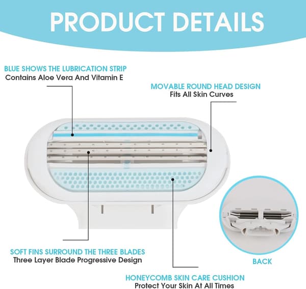 4-pack rakblad för kvinnor, 3-lagers blad, slät rakning, Comfort Edge