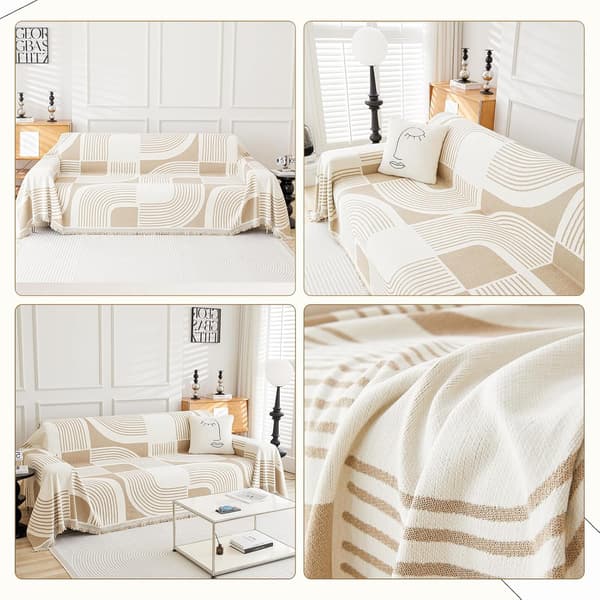 Boheme-stil chenille sofabetræk, sofaprotektor, vaskbart sofabetræk, hjørnesofa plaid, 180 x 260 cm, khaki 180*260cm