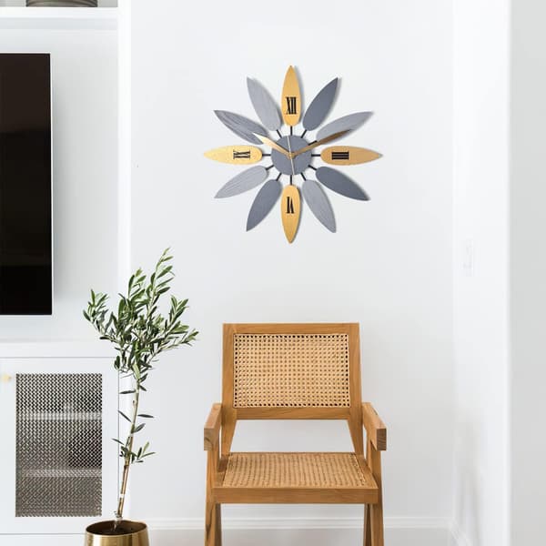 Modern design väggklocka, gigantisk 52 cm väggklocka, bladformad väggklocka, elegant väggklocka.