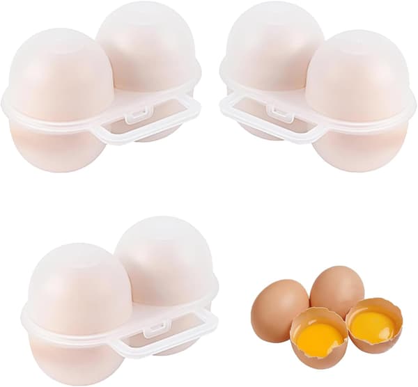 3-delt bærbart eggbeholder i plast, dobbeltlags støtsikkert eggfutteral, ideelt for fotturer, utendørsaktiviteter og camping