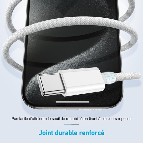USB-C till USB-C datakablar, 2-pack, 2 meter vardera, kompatibla med Apple iPhone 17/16/15 Pro Max/Pro Plus, etc.