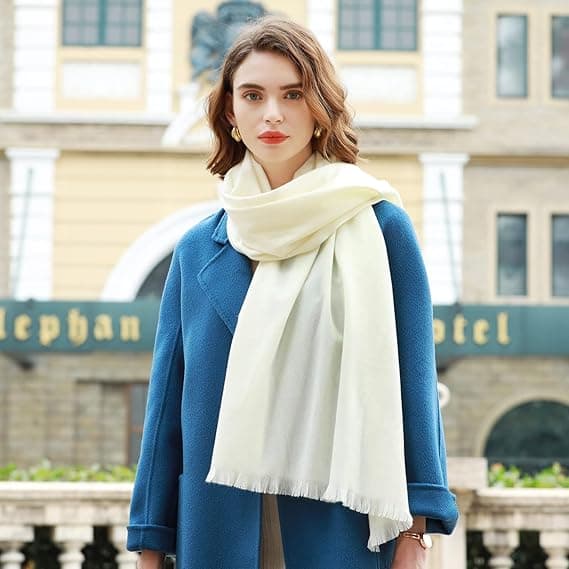 Pashmina Shawl Wraps til Kvinder Tørklæde til Bryllup Store Vintertørklæder Bløde Shawls og Wraps til Aftenkjoler White