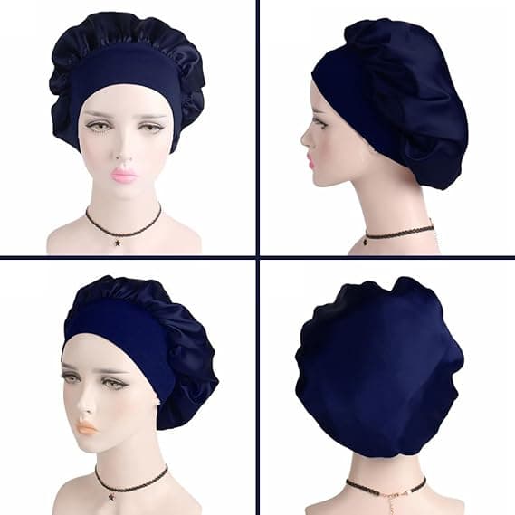 Hårhette for søvn, bred elastisk bånd Satinhette Silkehette Dusjhette for kvinner jenter Sminke Hårpleie Elastisk hatt