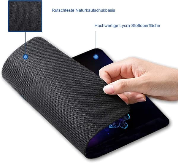 Gaming musematte, kontormusematte, 24 x 20 x 0,3 cm, egnet for stasjonære og bærbare datamaskiner