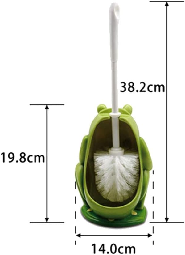 Kompakt toalettborste i harts för badrum, groddesign, grön