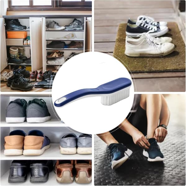 Sko børste, bløde sko børster, 8.1 x 1.6 x 1.6 tommer kraftig professionel ergonomisk greb let hold pletfjerner blå