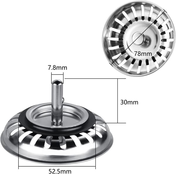 78mm Universal Vaskepropp i Rustfritt Stål Kjøkkenvaskfilter