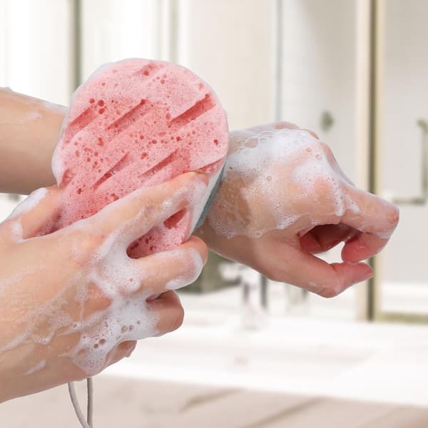 2-pack stora mjuka badsvampar, trelagers exfolierande kroppssvampar, unisex badsvampar, badtillbehör