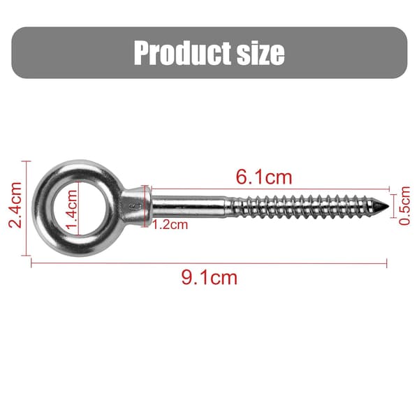 12 Öglebultar | M6 x 60mm Öglebultar | M6 Lyftöglor | 316 Rostfria Öglebultar | Skruvöglor M6 Öglebultar