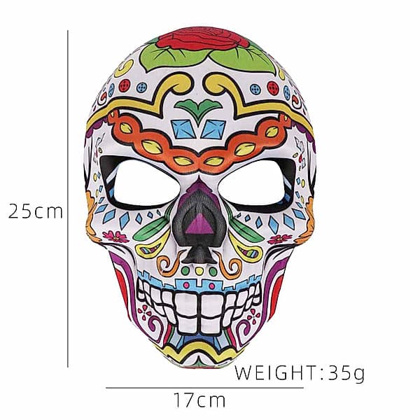Sugar Skull Mask til Halloween (De Dødes Dag) - Kostume med blomster