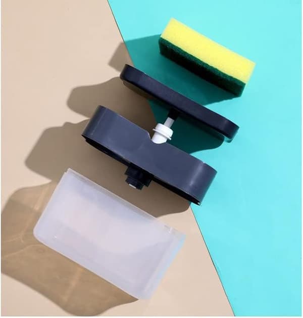 Opvaskemiddeldispenser med Svamp/Svampeholder og Sæbedispenser - Vask Organizer med Svamp