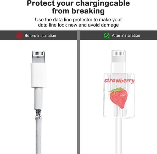 4-pak søde blomsteropladerkabelbeskyttere, kompatible med iPhone Type-C-opladere, lette og bærbare