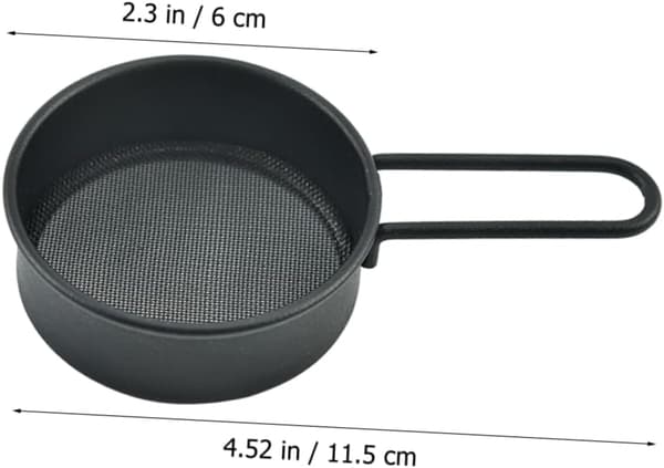1 stk. mel sigte i rustfrit stål, finmasket bagesigte til flormelis, bagekøkkenredskaber, sort