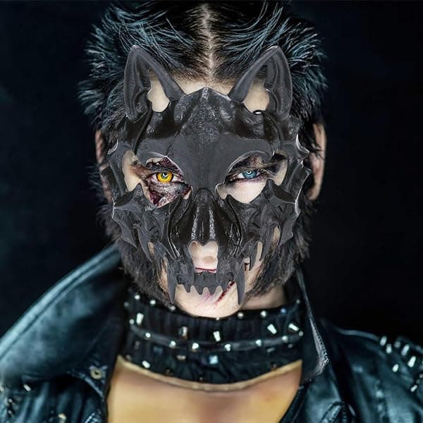 Varulvsmask halvansikte för Halloween, jul och karneval, perfekt för rollspel och kostymfester