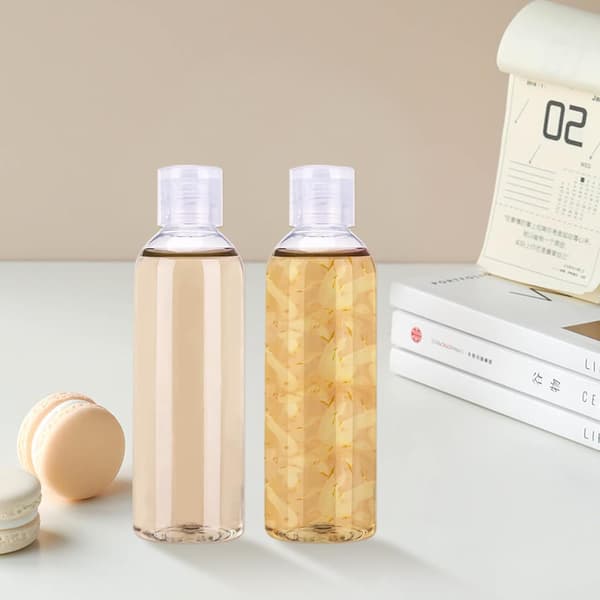 100 ml flip-top flaskor, 5-pack, påfyllningsbara kosmetiska reseflaskor, vit kork med transparent lock, transparenta doseringsflaskor White