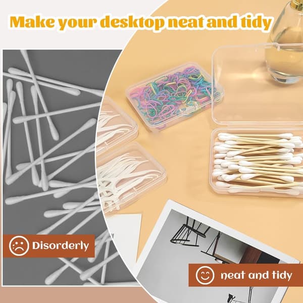 2-pack bomullspinnebox, resebomullspinnebox, transparent förvaringslåda för bomullspinnar i plast
