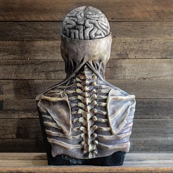 Grå 3D-hodeskallemaske til Halloween, ideell for rollespill.