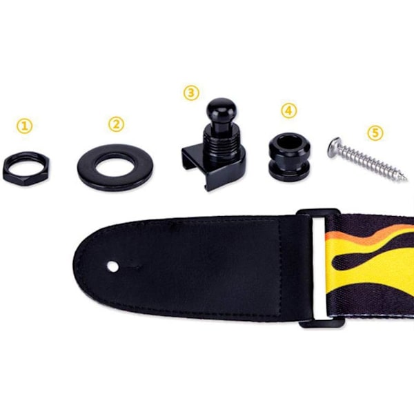 6-pack Remsatslåsset med knappar, säkerhetslås med snabbkoppling för akustisk gitarr, ukulele, Martin, banjo, elgitarr och basgitarr