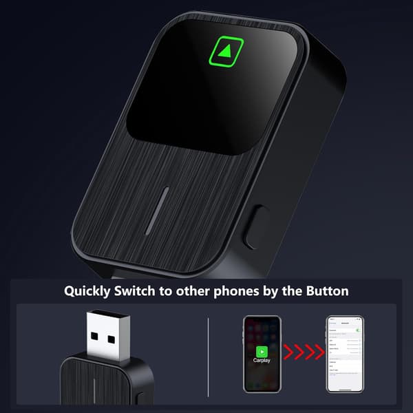 Trådløs CarPlay Adapter til iPhone, Trådløs Carplay Dongle adapter med Hurtig Forbindelse - Lille Størrelse