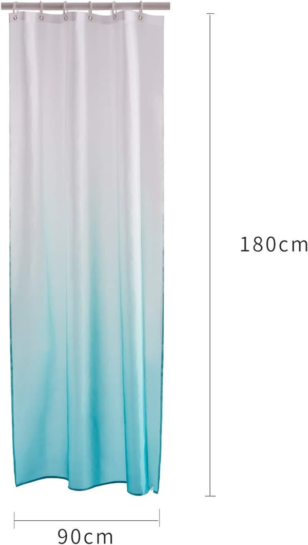 Hvid og søblå skimmelresistent polyester badeforhæng Vaskbar til vådrum Bad Narrow 35x72 tommer