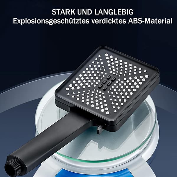 Massasjedusjhode med 6 spraymoduser, vannbesparende dusjhode, krom (svart)