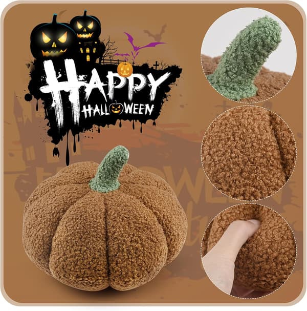 Halloween Græskar Pyntepude, Udstoppede Græskar Fluffy Plys Legetøj Sofapude Blød Græskar Pyntepude Dekoration til Halloween Pynt Brown