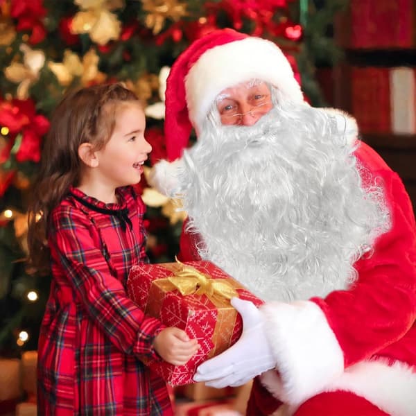 Jultomte Peruk och Skäggset Vit Festdräkt Kostym