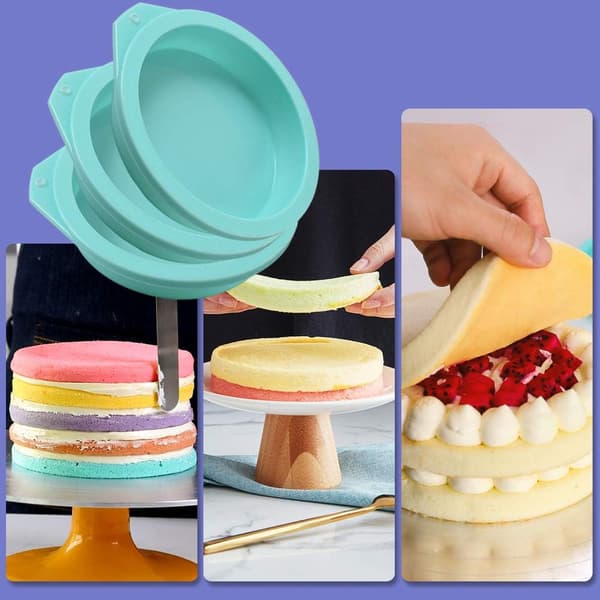 Silikon runda kakformar, 6-pack non-stick silikonform för bakning, kaka, muffins och hartsunderlägg – 10 cm