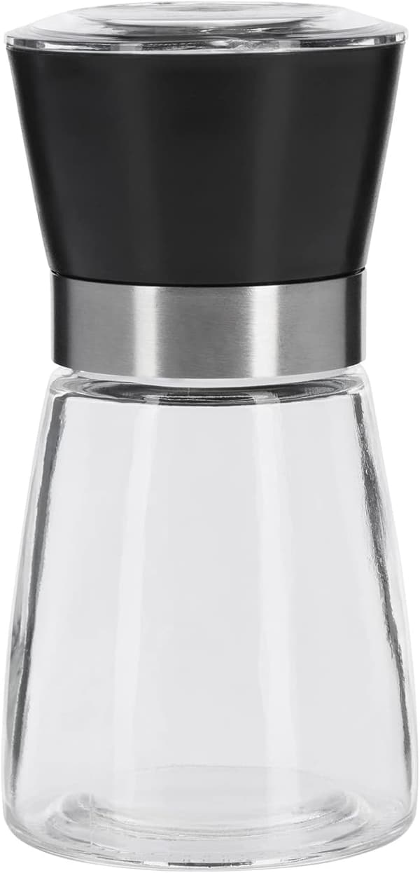 Krydderikværn med justerbare kværnindstillinger, kværnmekanisme i rustfrit stål, glashus, 180 ml