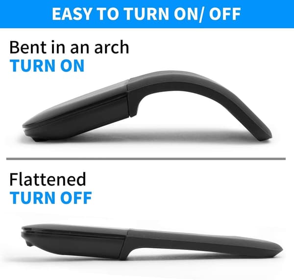 Bluetooth Arc Mouse, Bærbar Trådløs Foldbar Touch Mus, Ergonomisk Mini Optisk Mus til Notebook Laptop Tablet Smartphone (Sort)