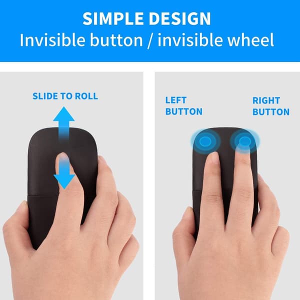 Bluetooth Arc Mouse, Bærbar Trådløs Foldbar Touch Mus, Ergonomisk Mini Optisk Mus til Notebook Laptop Tablet Smartphone (Sort)