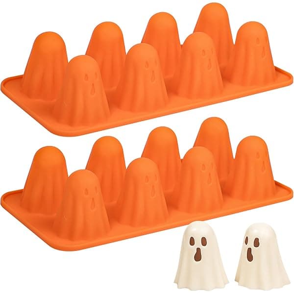 2-pak Halloween chokoladeforme, 8 spøgelsesforme, til chokolade, slik, budding og gelé