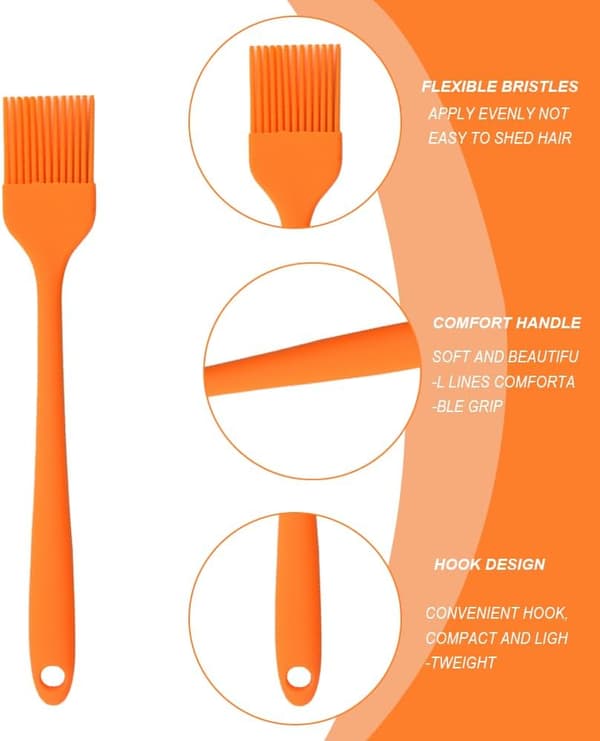 Bakebørste, 3 stk silikon kokebørste, konditorbørster, BBQ-pensel, til grilling, baking, matlaging