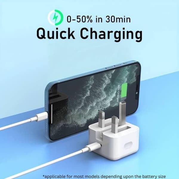 USB C Plugg, 20W Strømadapter UK Plugg Hurtiglading USB-C Ladeplugg Type-C Veggplugg